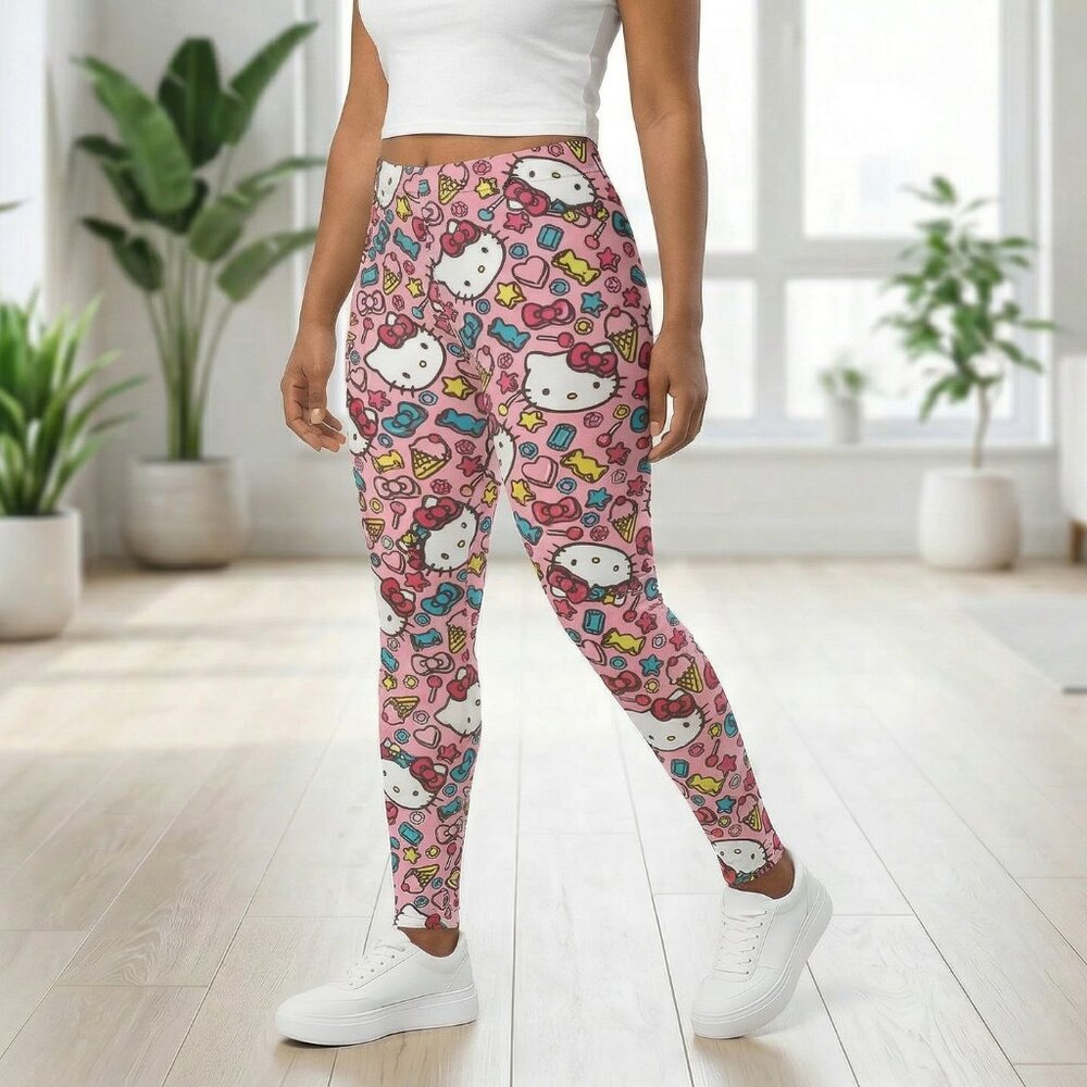 Hello Kitty Sweet Treats Pink Sanrio Leggings Gems Ice Cream Size M